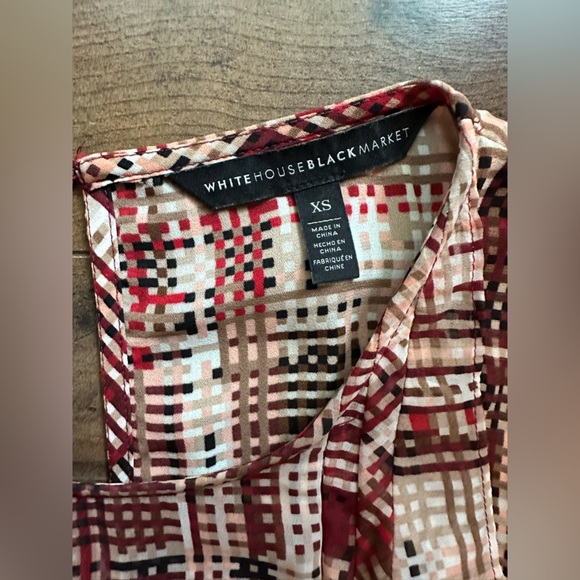 White House Black Market Abstract Plaid Print Sleeveless Blouse XS – Fall Colors - Picture 3 of 4
